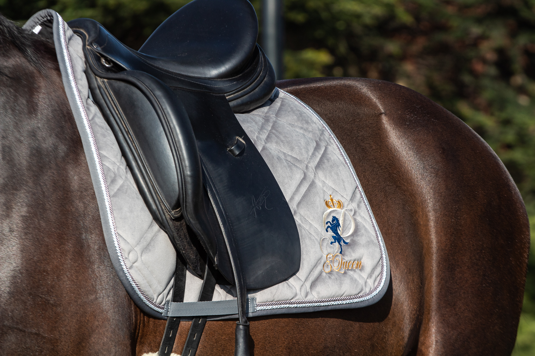 Czaprak ujeżdżeniowy PEQueen Glamour Szary - zbliżenie
