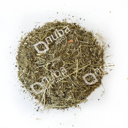 Zbliżenie na mesz: drobno posiekane włókna w kolorze zielonym