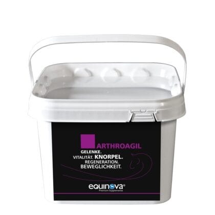 EQUINOVA Arthroagil Powder 1,5 kg – białe wiadro z suplementem w proszku dla koni wspierającym stawy, chrząstki, regenerację i ruchomość, seria Premium-Supplemente