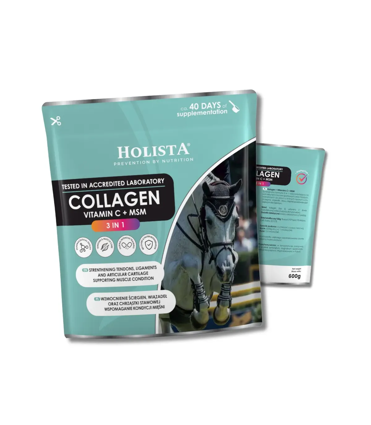 Holista kolagen 3w1 Vit C + MSM 600 g - wzmocnienie struktury ścięgien i stawów
