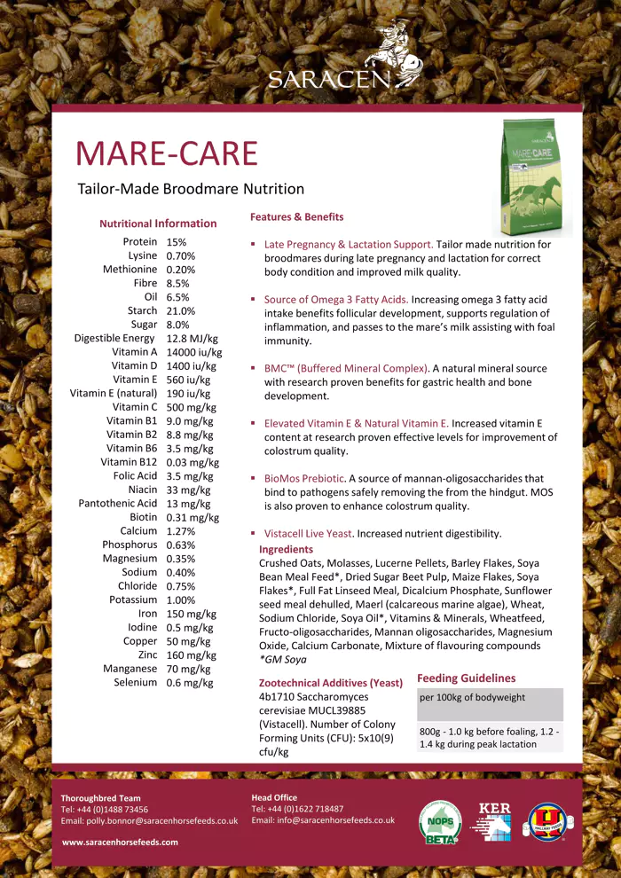Saracen Mare Care 20 kg - musli dla klaczy źrebnych i w okresie laktacji