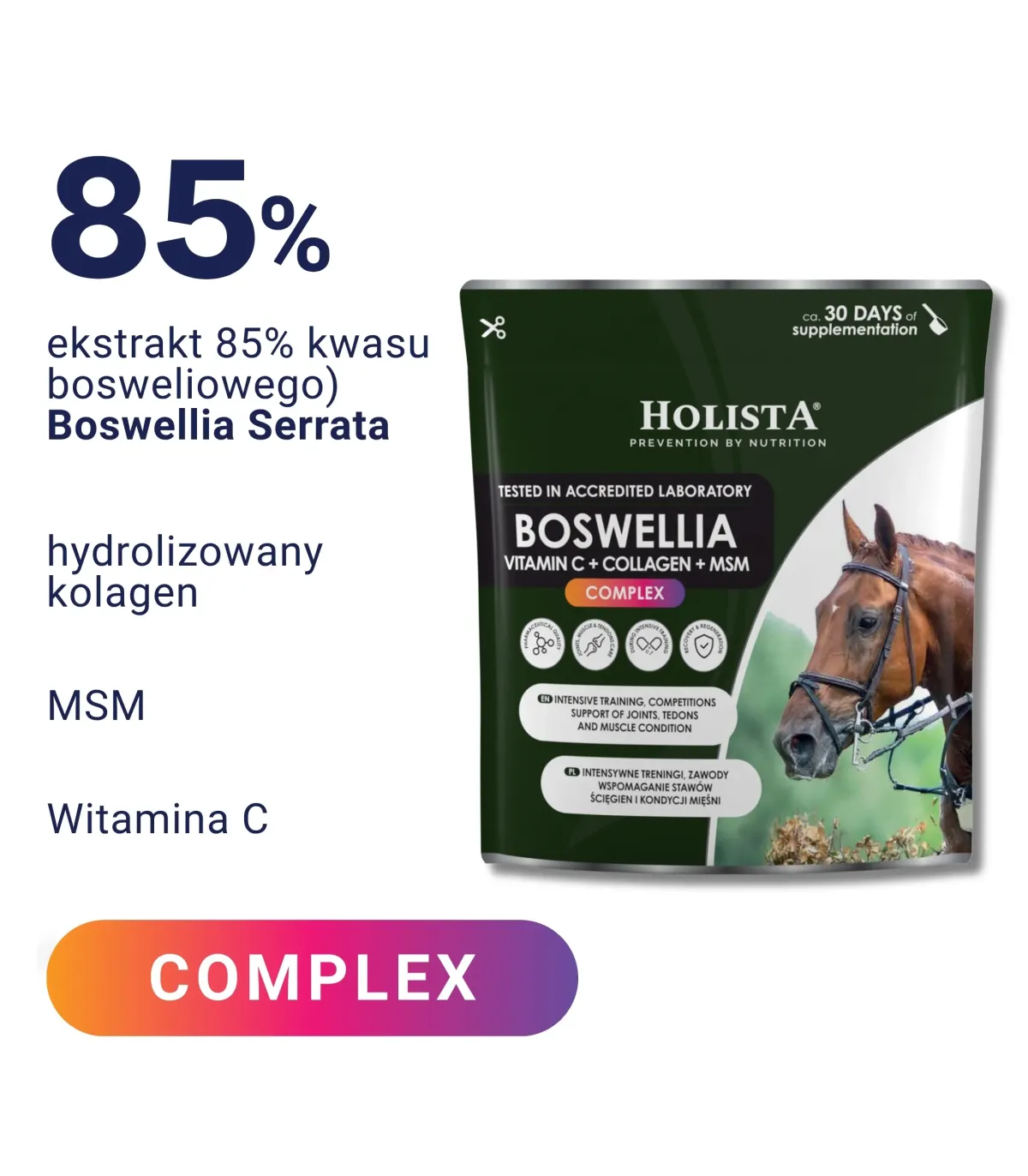Holista Equine Elektrolity w zestawie - Rehydration 1l + Boswellia Serrata Complex 500g