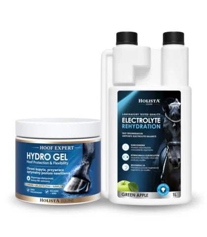 Zestaw Holista Equine Elektrolity i Kopyta - Rehydration 1l + Hoof Expert Hydro Gel 400ml