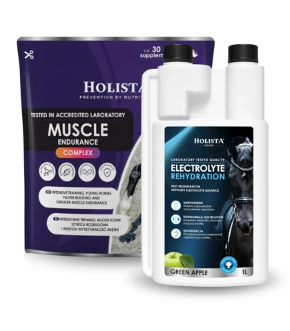 Zestaw Holista Equine Elektrolity i Mięśnie - Rehydration 1l + Muscle Endurance Complex 400g