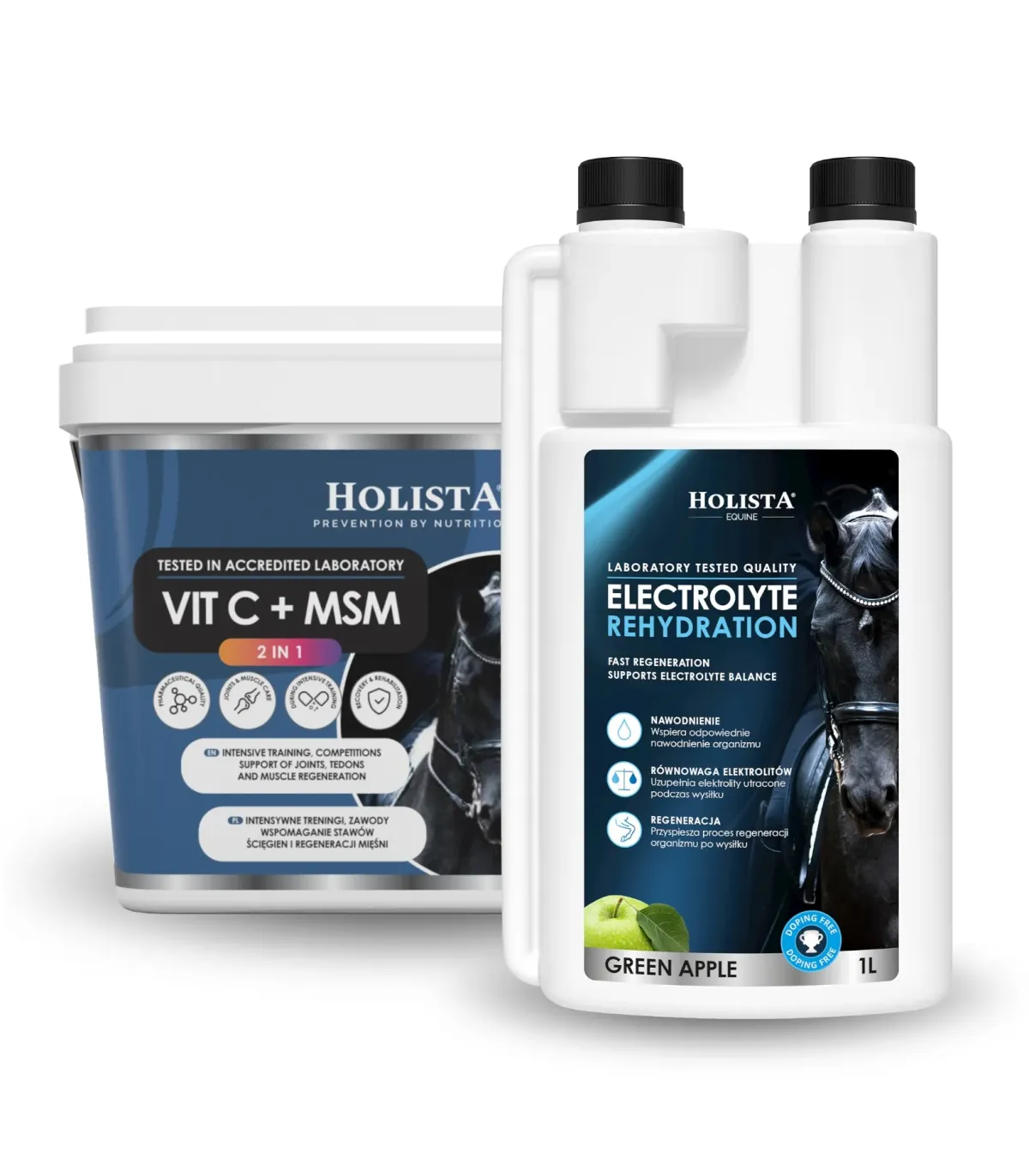 Zestaw Holista Equine Elektrolity i Wit C - Rehydration 1l + Witamina C + MSM 1000g
